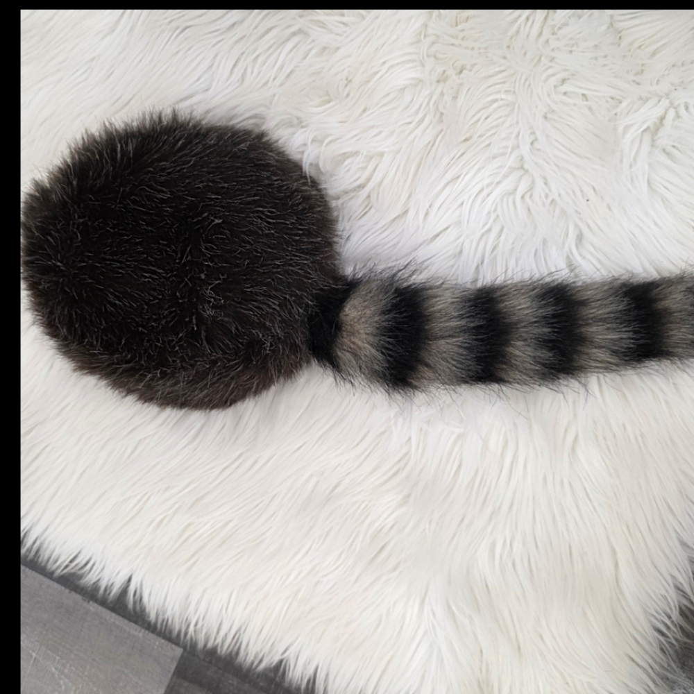Tree House Faux Fur  Raccoon Hat  with Tail